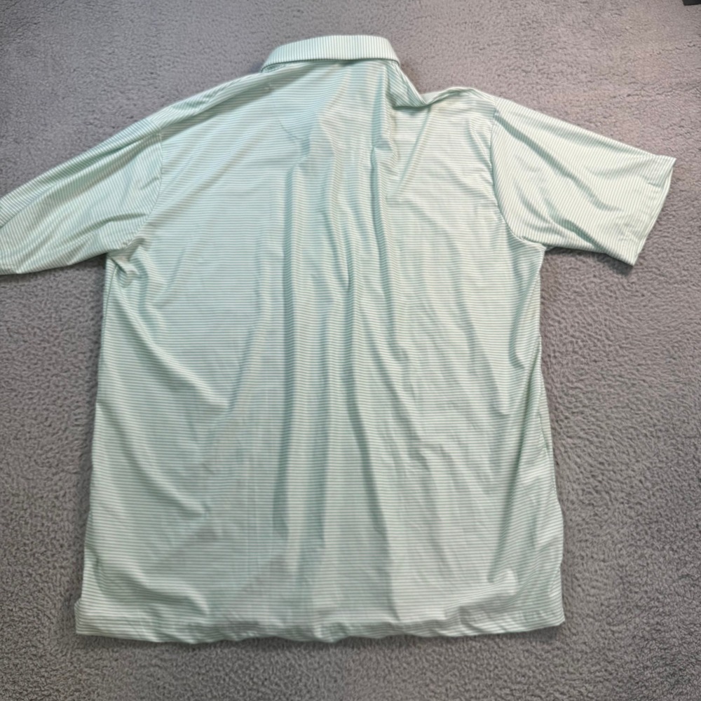 Collars & Co Mens 2XL Featherweight Relaxed Dress Collar Polo Green White Stripe - Picture 7 of 8